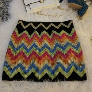 Multi colors zigzag mini skirt